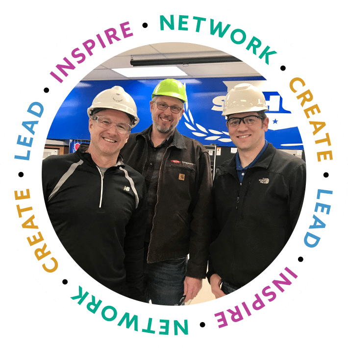 white circle badge with 3 participants at schult homes