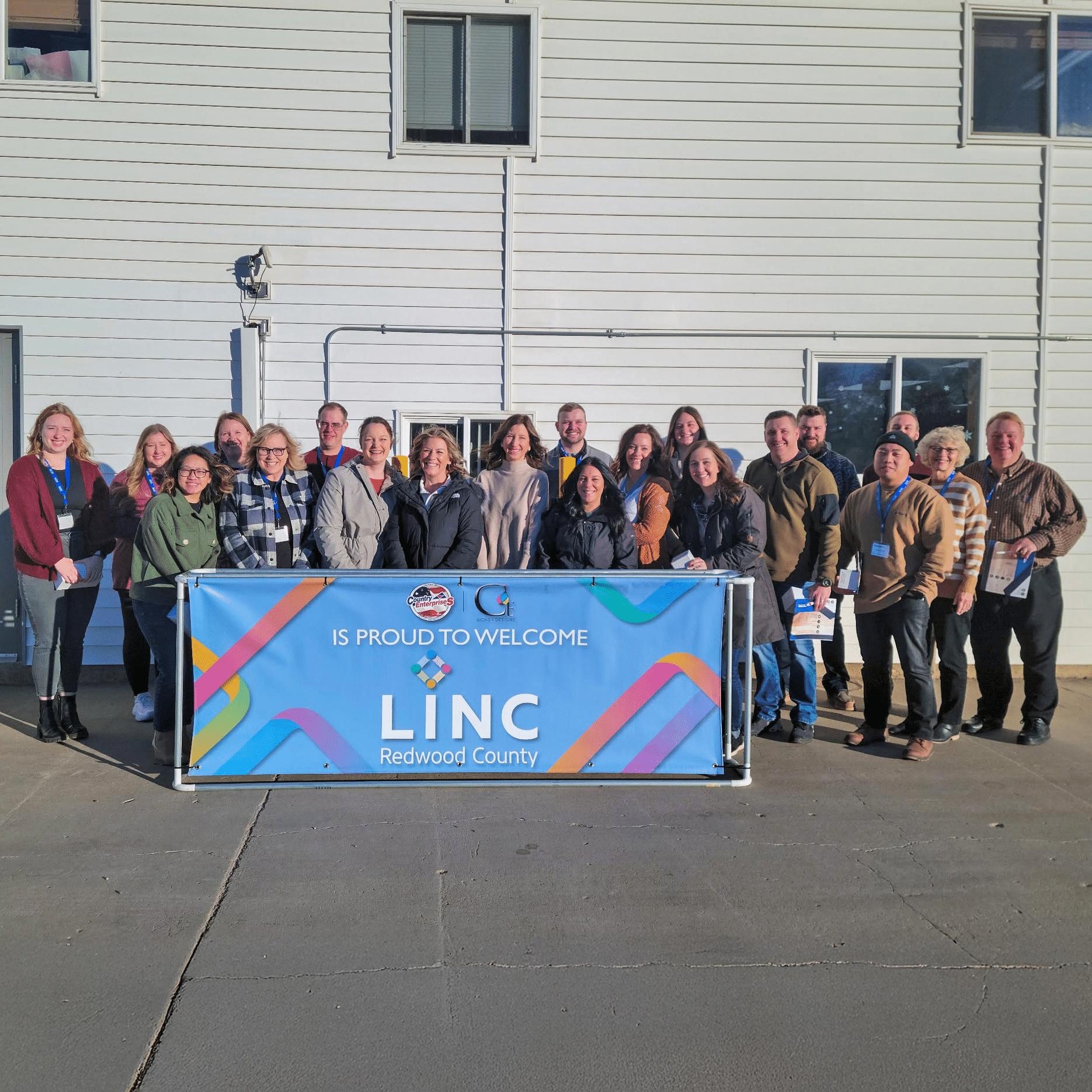 linc redwood county participants with LINC sign